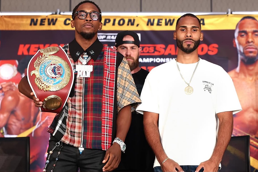 Keyshawn Davis y Edwin de los Santos, en la rueda de prensa previa a su combate.