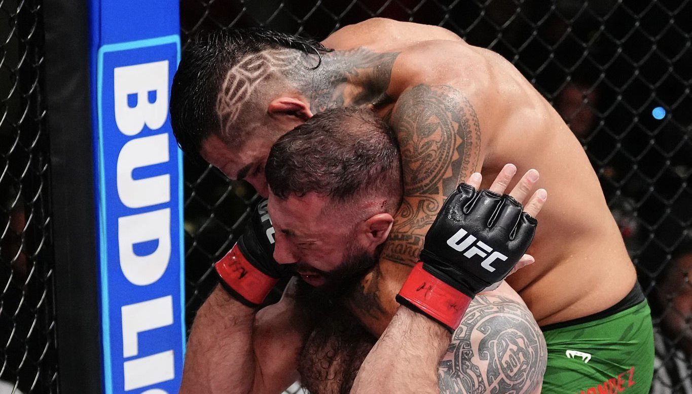 Anthony Hernández somete a Roman Dolidze.